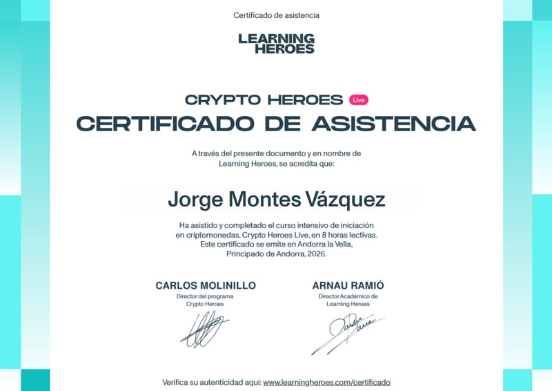Certificado de asistencia Crypto Heroes Live Certificado de asistencia Crypto Heroes Live