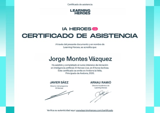Certificado de asistencia IA Heroes Live Certificado de asistencia IA Heroes Live